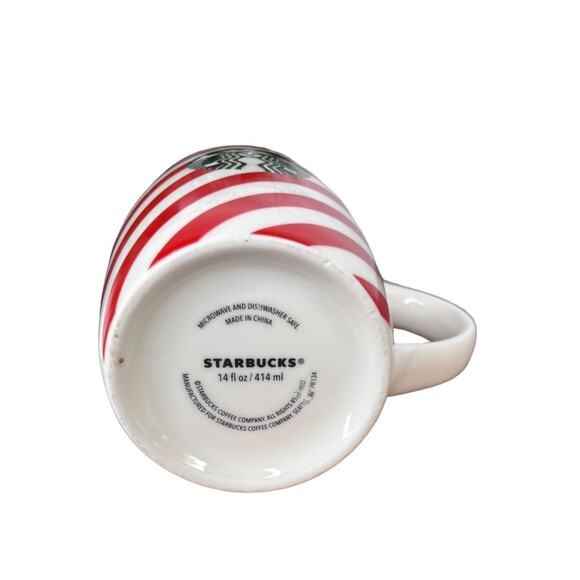 Starbucks Candy Cane Red & White Peppermint Stripe Coffee Mug 12 oz EUC - Picture 6 of 6